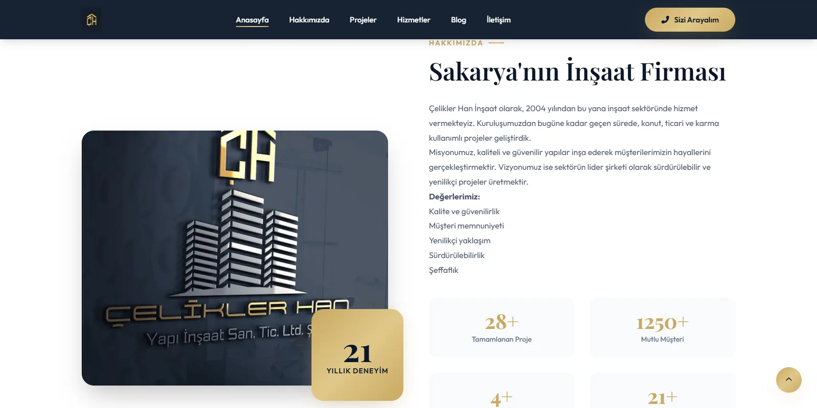 Çelikler Han İnşaat — ekran 1